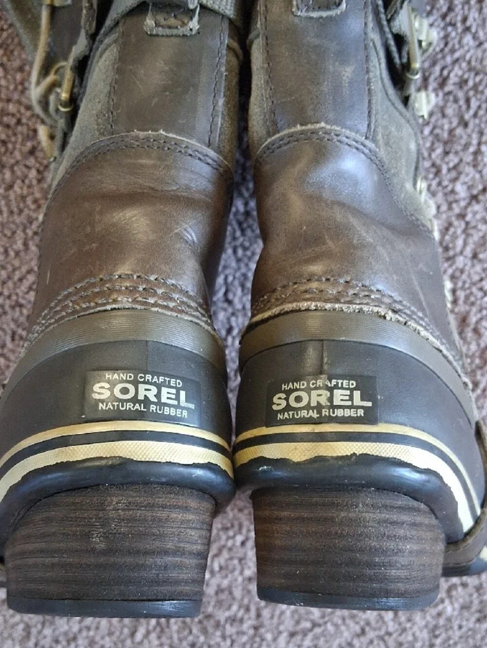 Sorel Conquest Carly Brown Gray Tall Lace-Up Waterproof Winter Boots